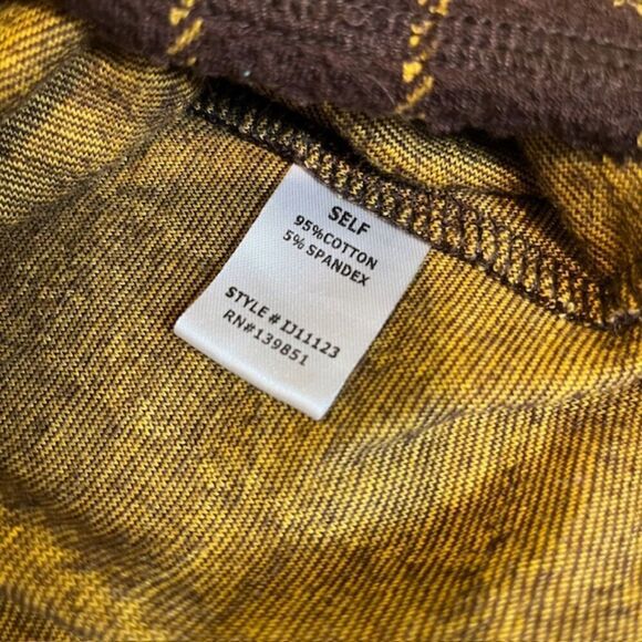 Oddy Plaid Ruffle Zip Up Jacket Chestnut Brown / Gold Windowpane Size Small - Picture 11 of 15